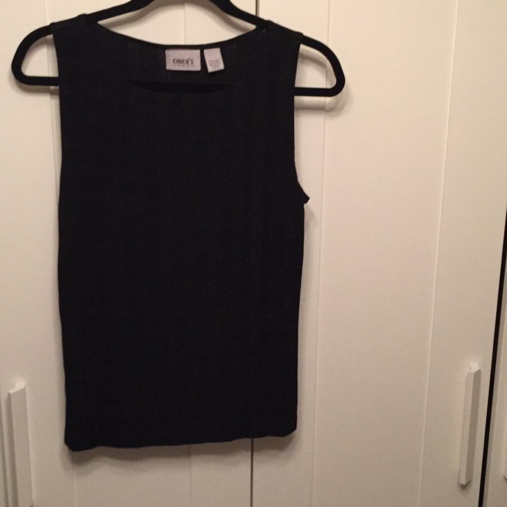 Chicos black on black pattern shell tank top
